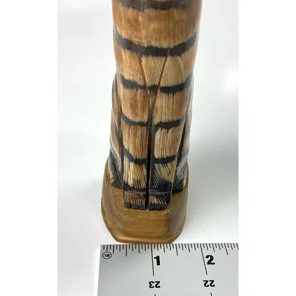 Carved Wooden Striped Cat Figurine Made in Thailand 7 in Tall Brown Black Unique - Picture 7 of 9